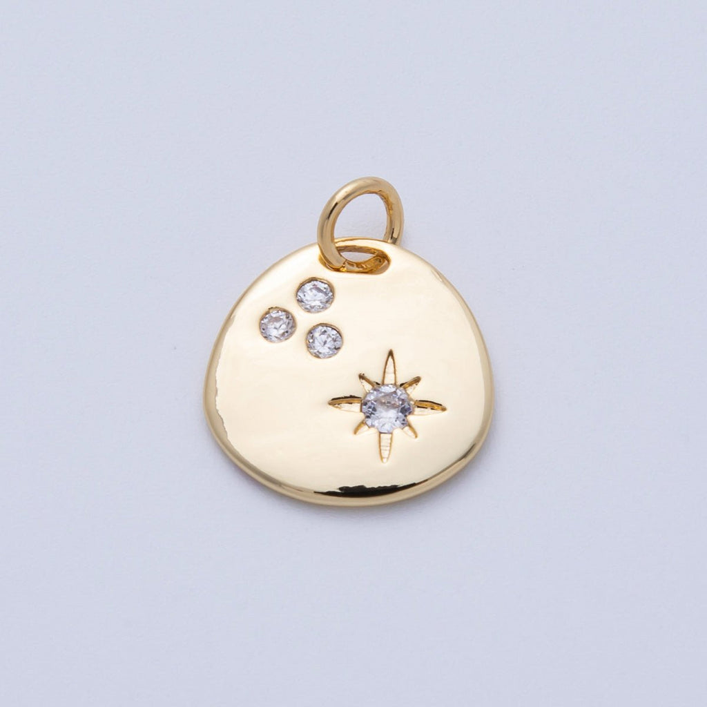 18K Gold Filled 14.3mm Clear CZ Cluster Star Round Charm | Charms-00057