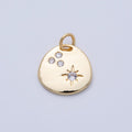 18K Gold Filled 14.3mm Clear CZ Cluster Star Round Charm | Charms-00057