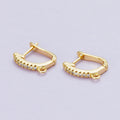 18K Gold Filled 14.5mm Micro Paved CZ U-Shaped Hoop Earrings in Gold & Silver | Findings-00099 Findings-00100