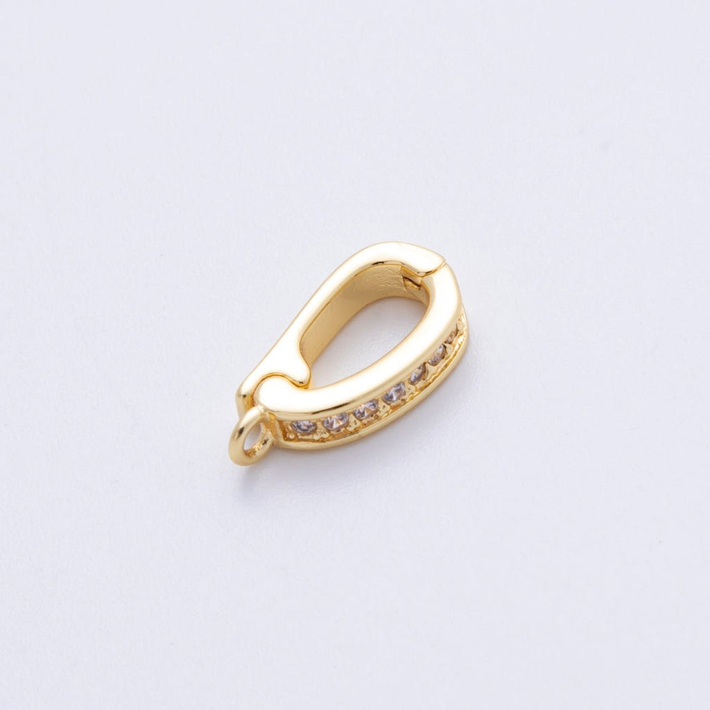 18K Gold Filled 14mm Push Gate Oval CZ Minimalist Finding in Gold & Silver | Findings-00001 Findings-00002