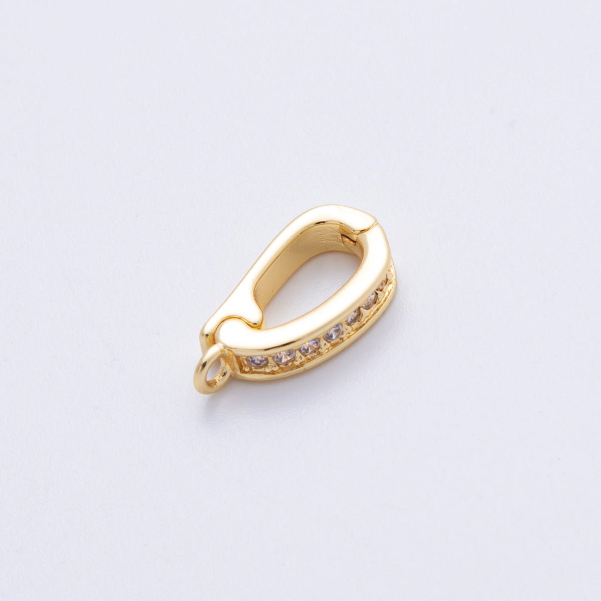 18K Gold Filled 14mm Push Gate Oval CZ Minimalist Finding in Gold & Silver | Findings-00001 Findings-00002