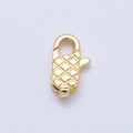 18K Gold Filled 14mm Quilted Lobster Clasp Closure | Findings-00128