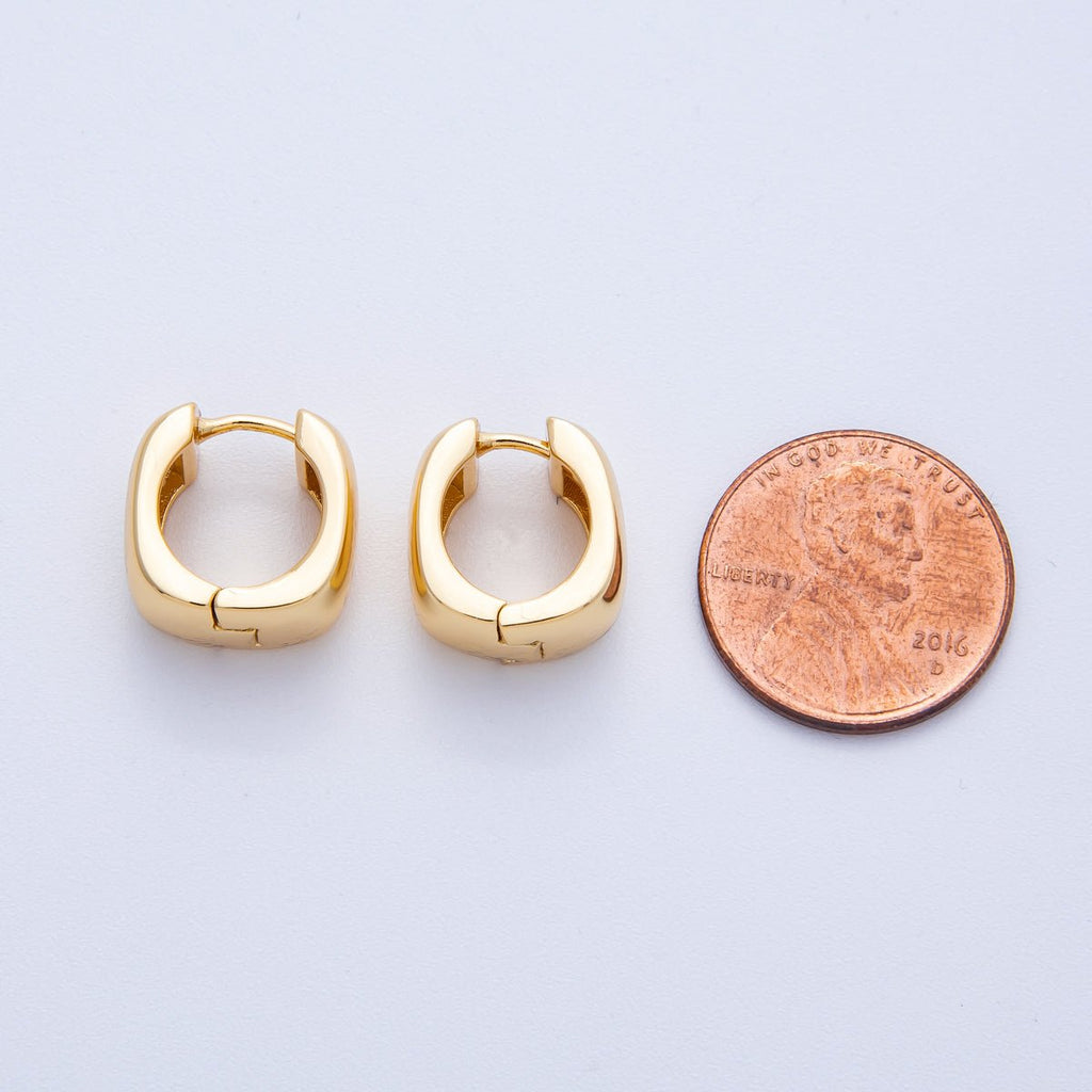 18K Gold Filled 14mm Wide Hammered Huggie Earrings | Earrings-00042