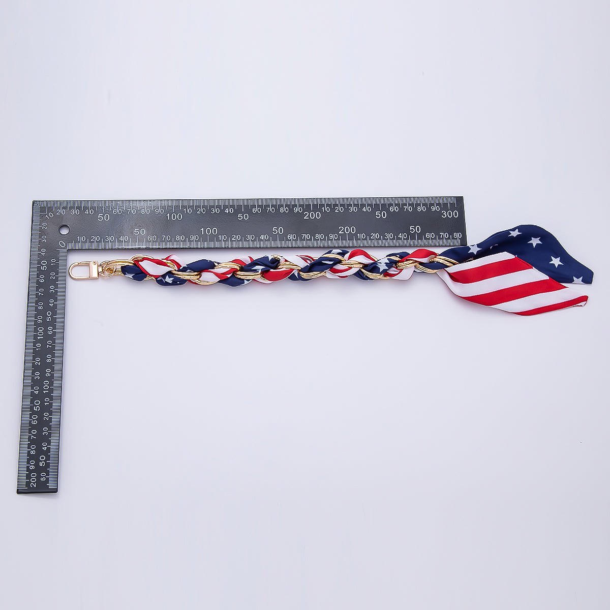 18K Gold Filled 15 Inch USA Red White Blue Flag Keychain Accessories Patriotic 4th of July | WB-00341