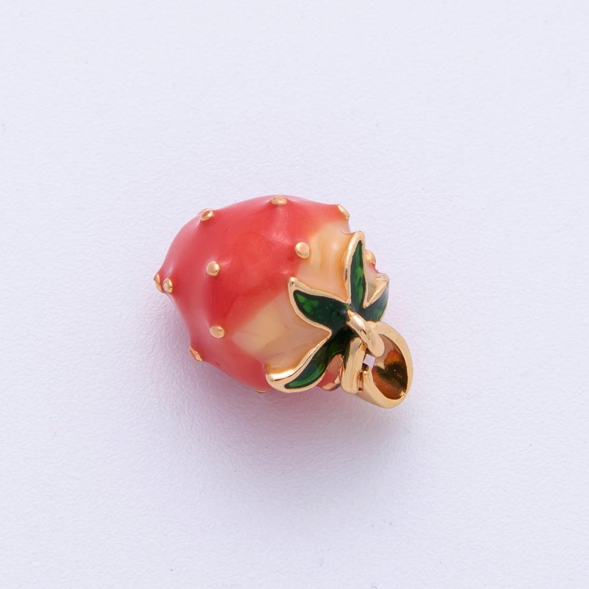 18K Gold Filled 15mm Ceramic Strawberry Fruit 3D Multidimensional Pendant | Charms-00114