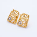 18K Gold Filled 15mm Clear CZ Celestial Sun Moon Molten Rectangle Stud Earrings | Earrings-00238
