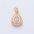 18K Gold Filled 15mm Clear CZ Micro Paved Teardrop Charm | AK169