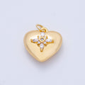 18K Gold Filled 15mm Marquise CZ Cross Starburst Chubby Heart Charm | Charms-00052
