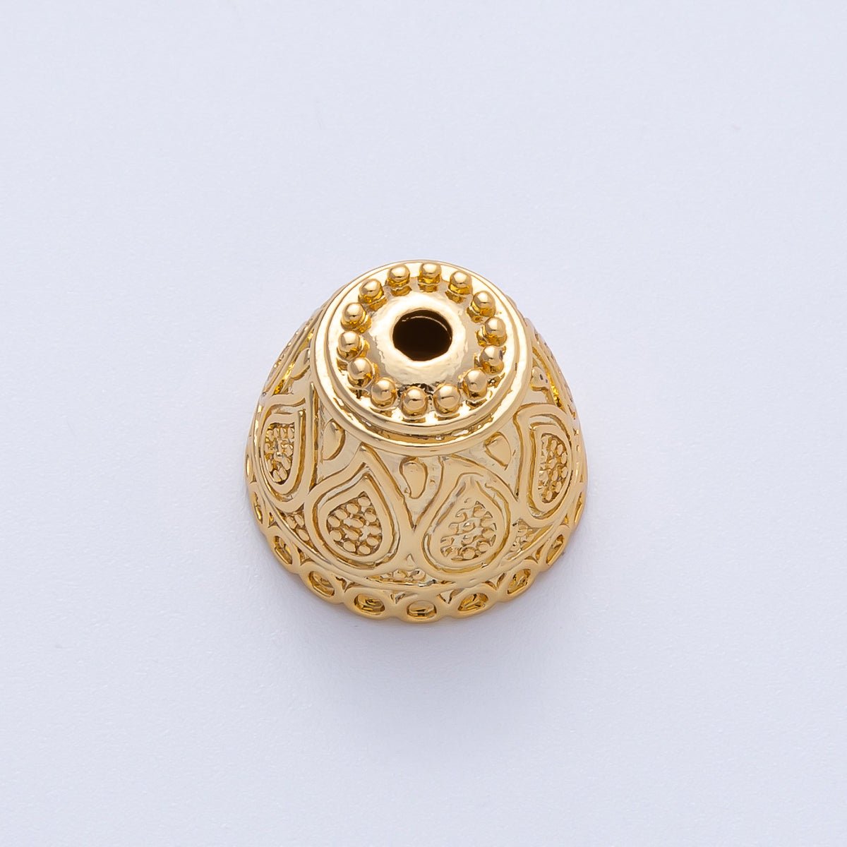 18K Gold Filled 15mm Geometric Beaded Cap Bead | Z1662