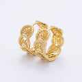 18K Gold Filled 15mm Geometric Filigree Huggie Hoop Earrings | T482