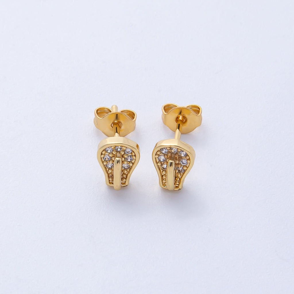 18K Gold Filled 15mm Micro Paved CZ Light Bulb Stud in Gold &Silver | Earrings-00225 Earrings-00226
