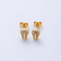 18K Gold Filled 15mm Micro Paved CZ Light Bulb Stud in Gold &Silver | Earrings-00225 Earrings-00226