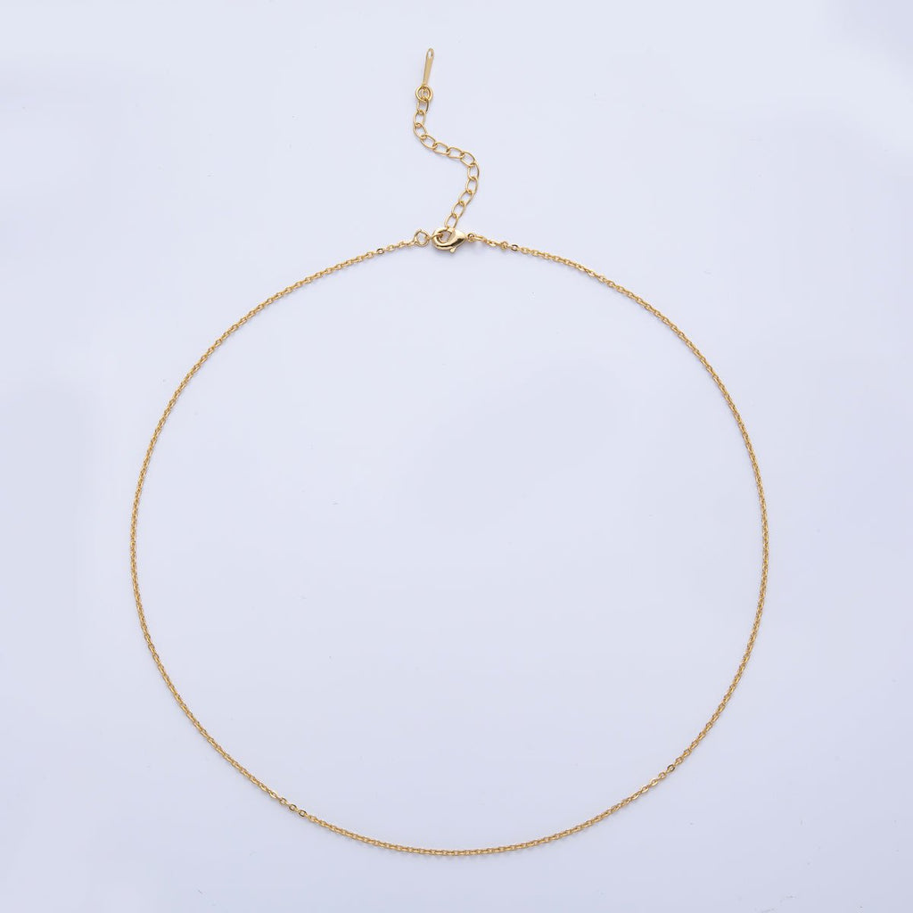 18K Gold Filled 1.5mm Minimalist Cable Chain 17 Inch Necklace | WA-3990