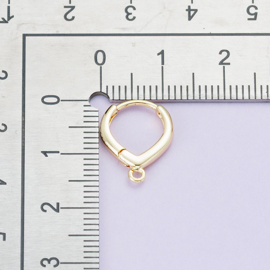 18K Gold Filled 15mm Minimalist Teardrop Open Loop Drop Huggie Earrings | Findings-00101