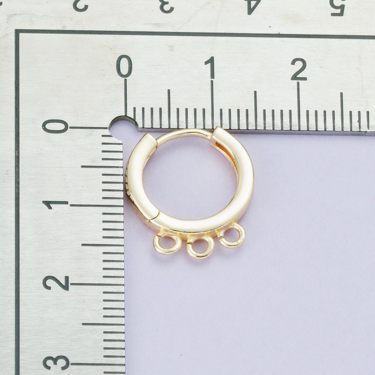 18K Gold Filled 15mm Minimalist Triple Open Loop Drop Huggie Earrings | Findings-00108