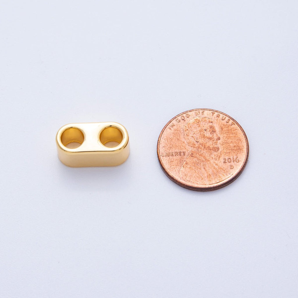 18K Gold Filled 15mm Minimalist Wide Double Hole Slide Bead Finding | Z1670