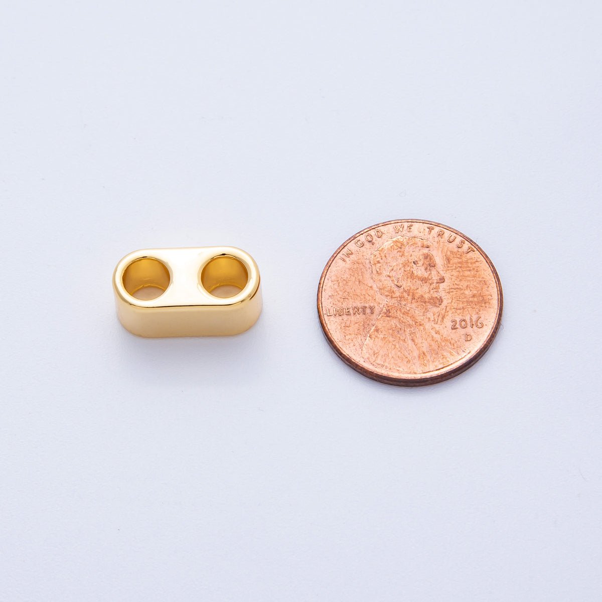 18K Gold Filled 15mm Minimalist Wide Double Hole Slide Bead Finding | Z1670