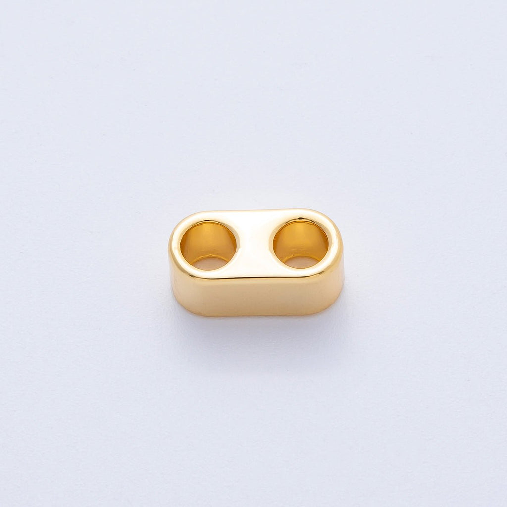 18K Gold Filled 15mm Minimalist Wide Double Hole Slide Bead Finding | Z1670