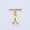18K Gold Filled 15mm T-Bar with Letter Charm Toggle Clasps Closure Finding | Findings-00008-00009