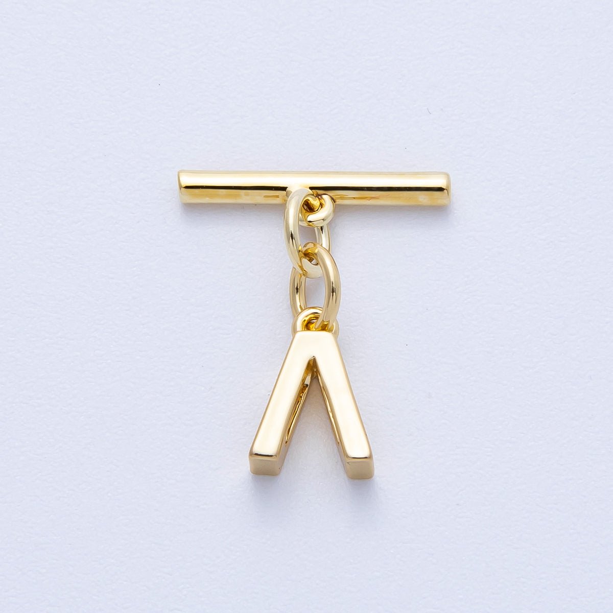18K Gold Filled 15mm T-Bar with Letter Charm Toggle Clasps Closure Finding | Findings-00008-00009