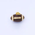 18K Gold Filled 16.5mm Brown Enamel Football Sports 3D Multidimensional Charm | AF1584