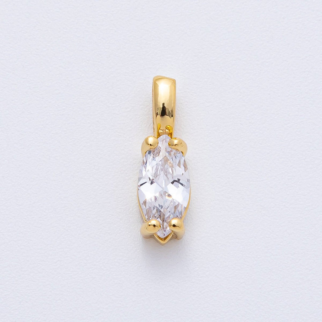 18K Gold Filled 16.5mm Clear CZ Marquise Pendant | H031
