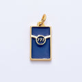 18K Gold Filled 16mm 777 Lucky Angel Number Blue Enamel Cigarette Charm | Charms-00346