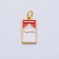 18K Gold Filled 16mm Cigarette Box Enamel Charm | Charms-00055