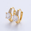 18K Gold Filled 16mm Clear Micro Paved CZ U-Shaped Latch Huggie Earrings | Earrings-00054