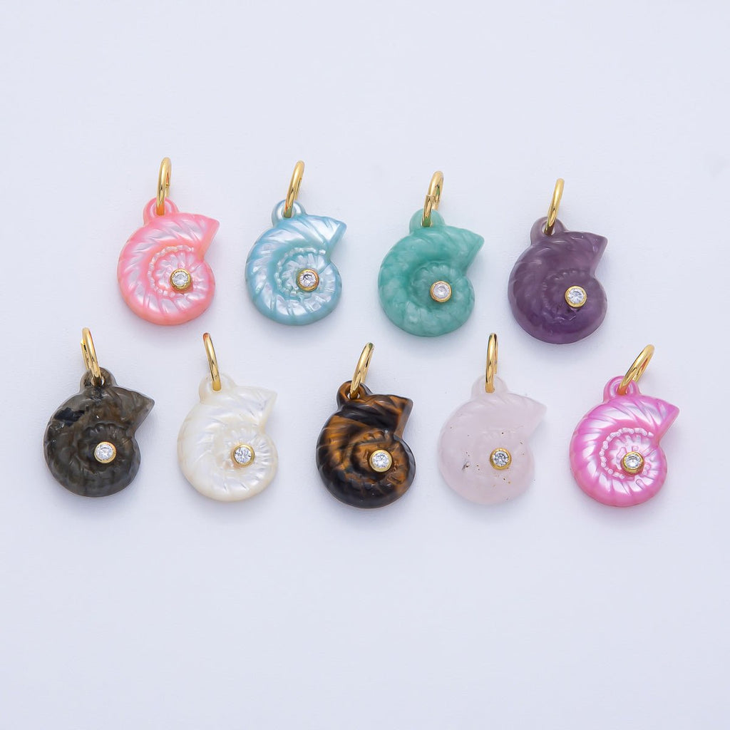 18K Gold Filled 16mm CZ Embedded Sea Shell Charm | AK135 - AK139