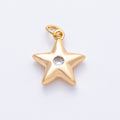 18K Gold Filled 16mm Green, Pink, Clear CZ Celestial Star Charm | Charms-00342 - Charms-00344