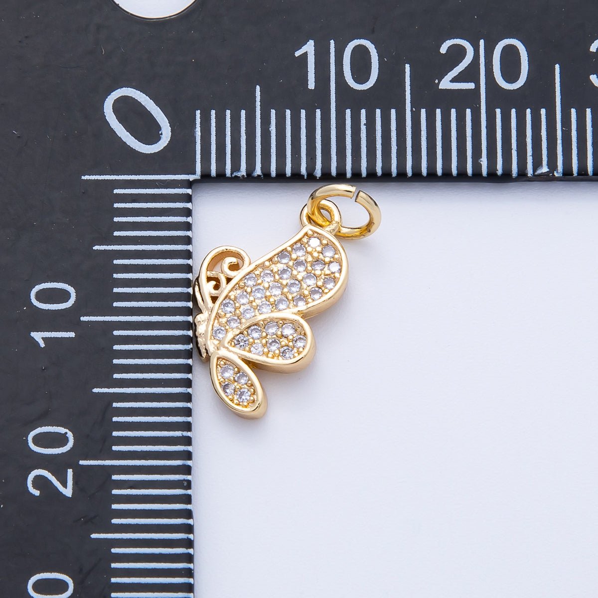 18K Gold Filled 16mm Micro Paved CZ Butterfly Mariposa Insect Charm | Charms-00407