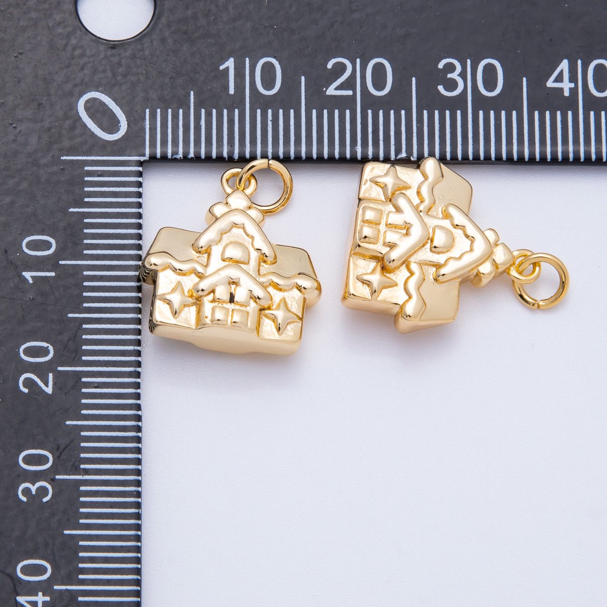 18K Gold Filled 16mm Gingerbread Cottage House 3D Multidimensional Charm | Charms-00425
