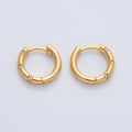 18K Gold Filled 16mm Simple Dotted Hinged Hoops Earrings | AD1612