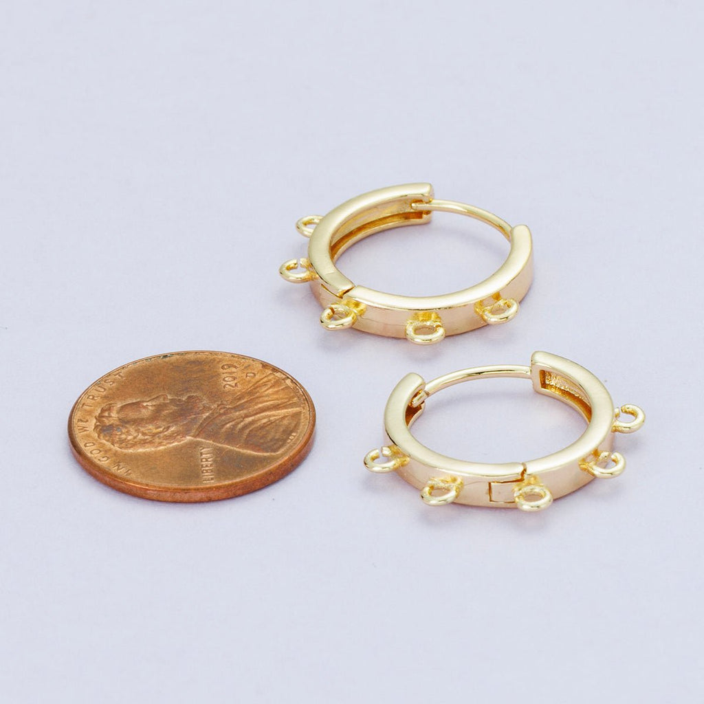 18K Gold Filled 17.7mm Minimalist Five Open Loop Drop Huggie Earrings | Findings-00105