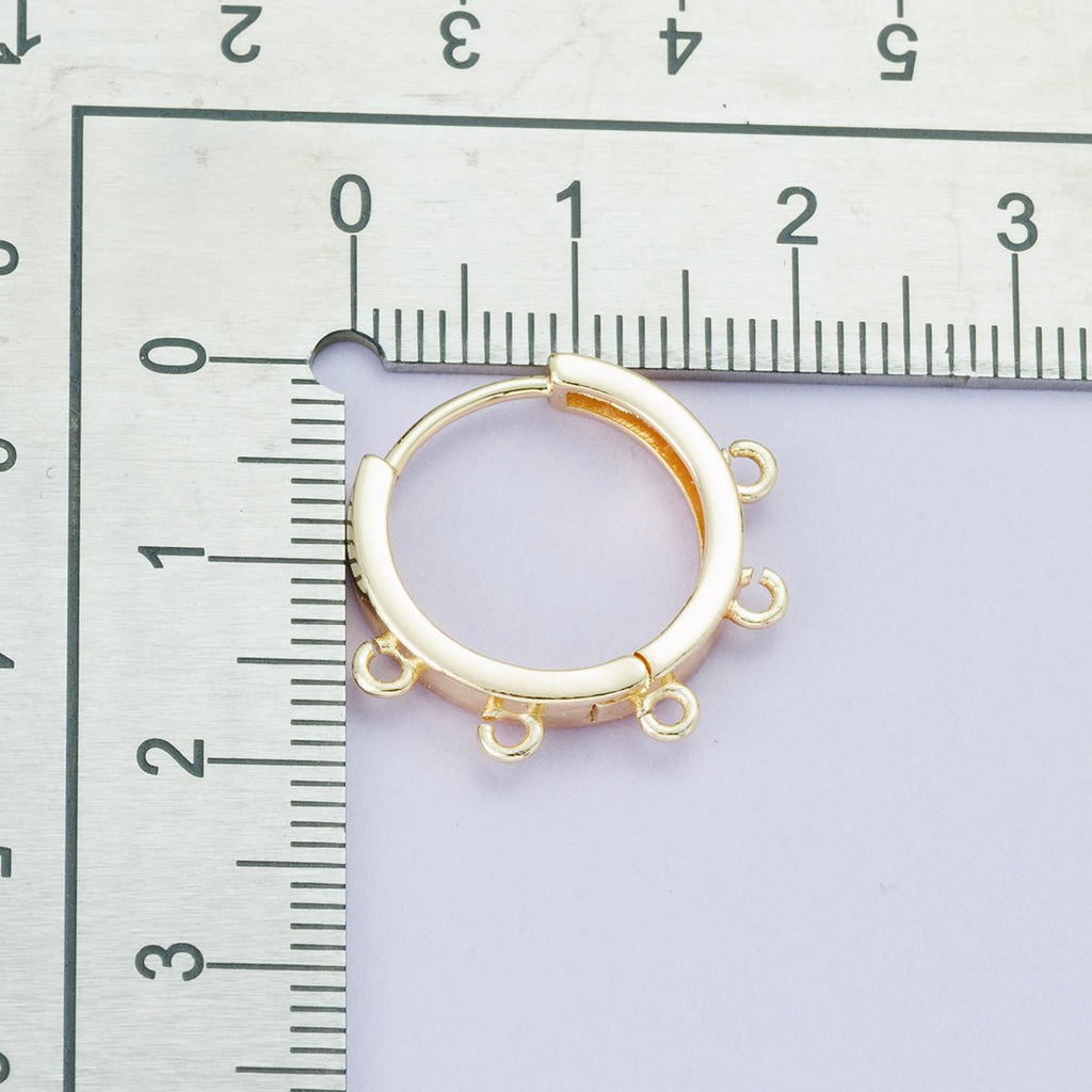 18K Gold Filled 17.7mm Minimalist Five Open Loop Drop Huggie Earrings | Findings-00105