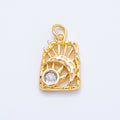 18K Gold Filled 17mm Clear CZ Celestial Sun Moon Molten Rectangle Charm | Charms-00348