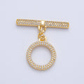 18K Gold Filled 17mm Micro Paved CZ OT Toggle Clasps Closure Finding | Z1666