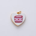 18K Gold Filled 17mm Pink Birthday Cake Round Charm | AF1605