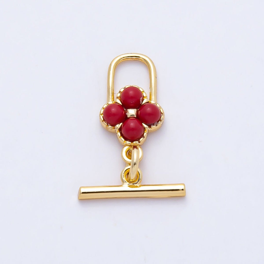 18K Gold Filled 17mm Red Clover Toggle Clasps OT Clasp Closure Findings | Z1460
