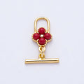 18K Gold Filled 17mm Red Clover Toggle Clasps OT Clasp Closure Findings | Z1460