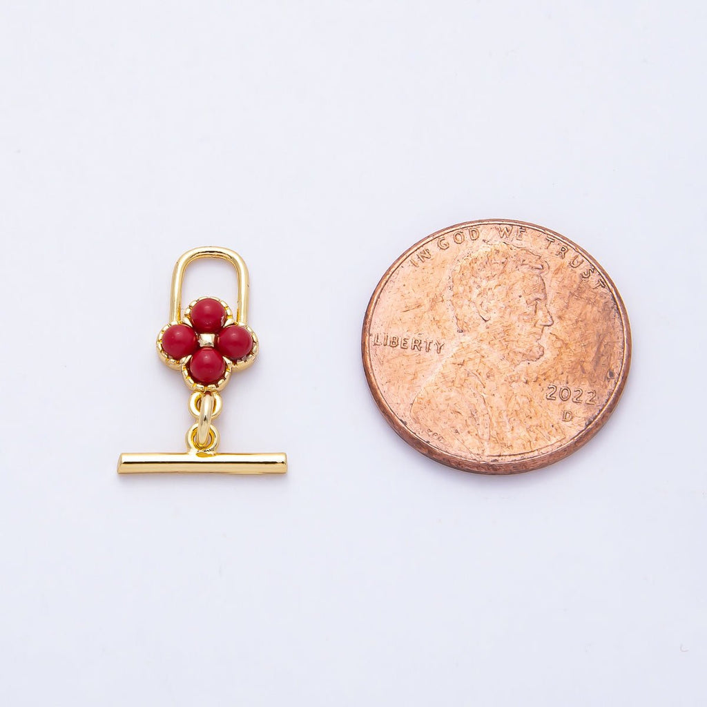 18K Gold Filled 17mm Red Clover Toggle Clasps OT Clasp Closure Findings | Z1460