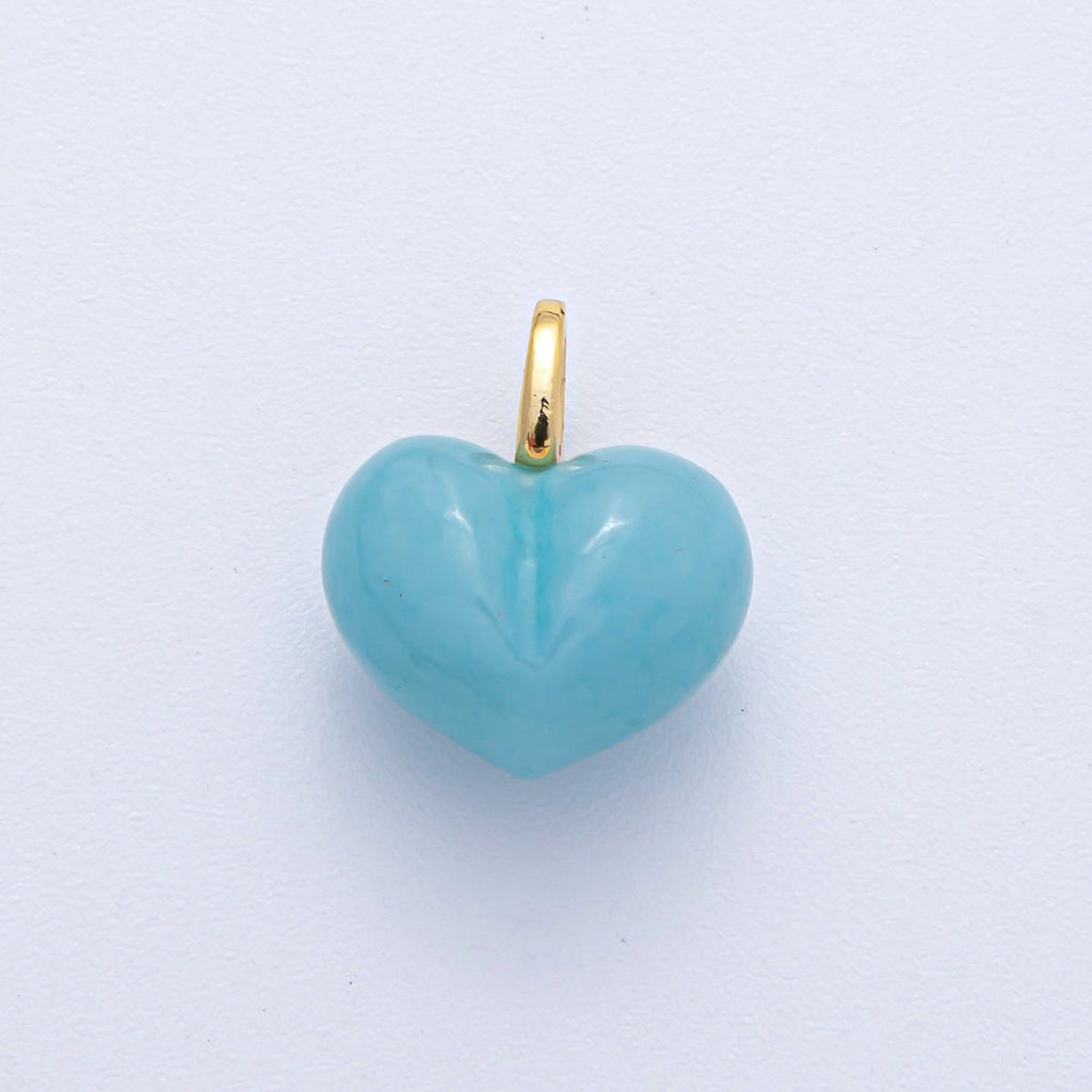 18K Gold Filled 18.3mm Grey Agate, Carnelian, White Quartz, Amethyst Chubby Heart Pendant | AK021 - AK023