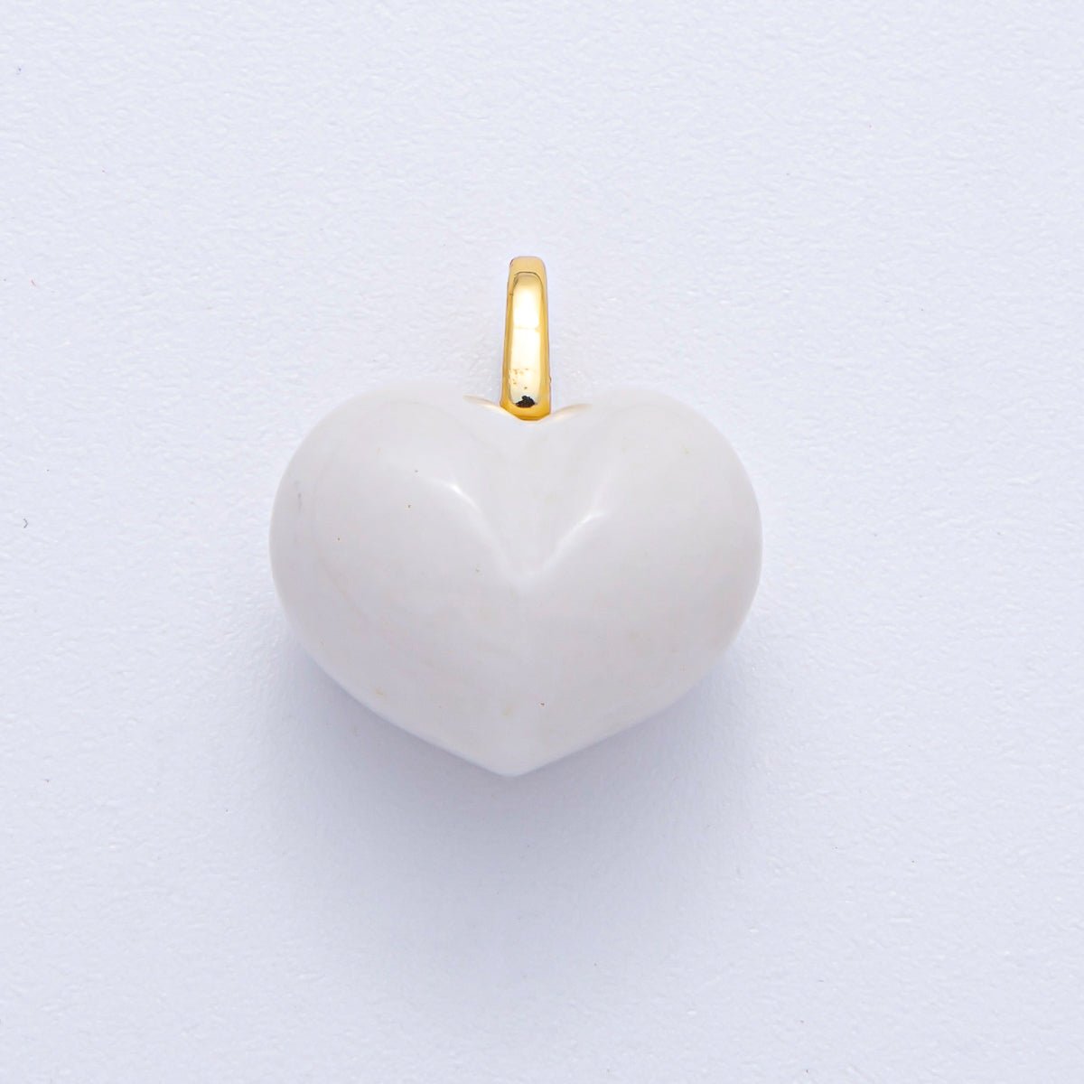 18K Gold Filled 18.3mm Grey Agate, Carnelian, White Quartz, Amethyst Chubby Heart Pendant | AK021 - AK023