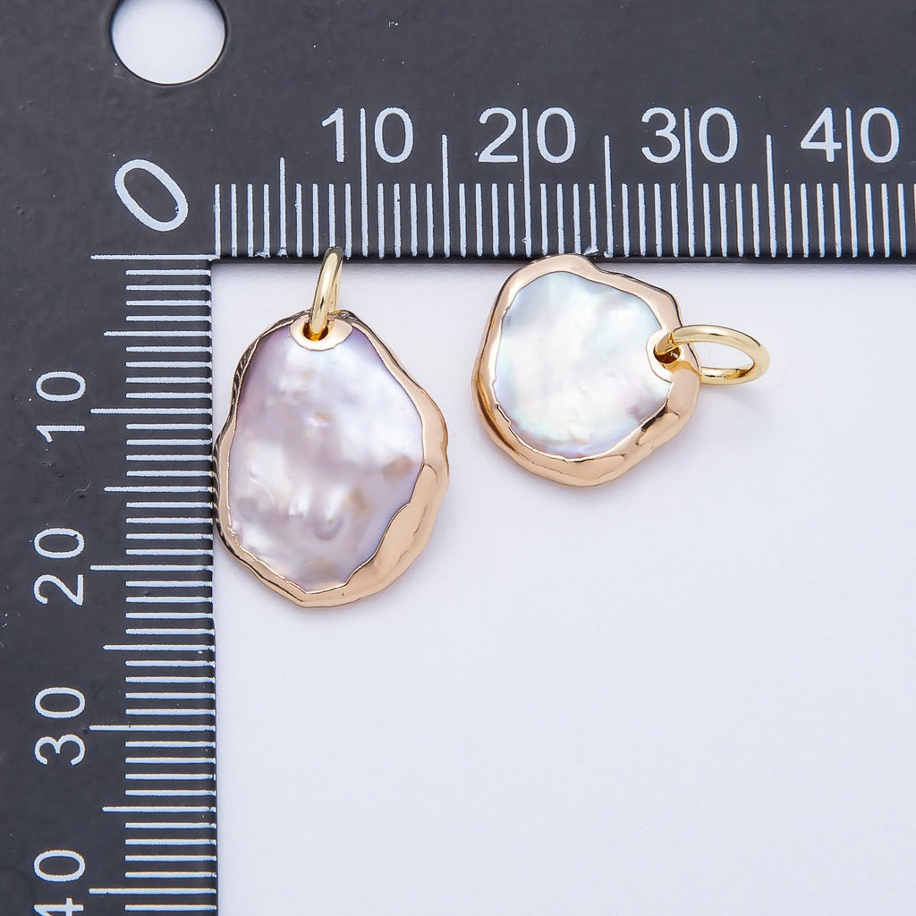 18K Gold Filled 18mm Foiled Baroque Freshwater Pearl Charm | Charms-00641