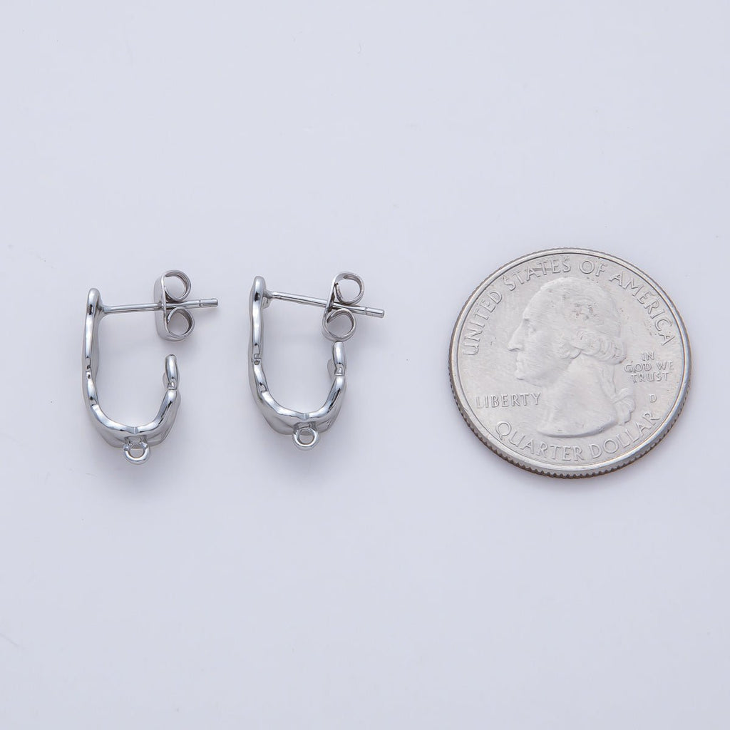 18K Gold Filled 18mm Hammered Molten Drop J-Shaped Hoop Earring Findings in Gold & Silver | Z1640