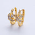 18K Gold Filled 18mm Micro Paved CZ Crossed Oblong Hoop Earrings | Q029