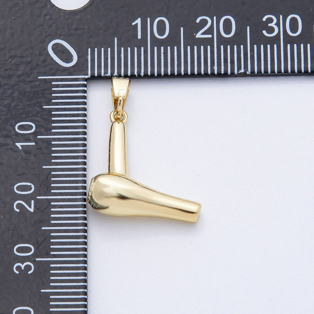 18K Gold Filled 18mm Minimalist Hair Dryer Care 3D Multidimensional Pendant | AF1220