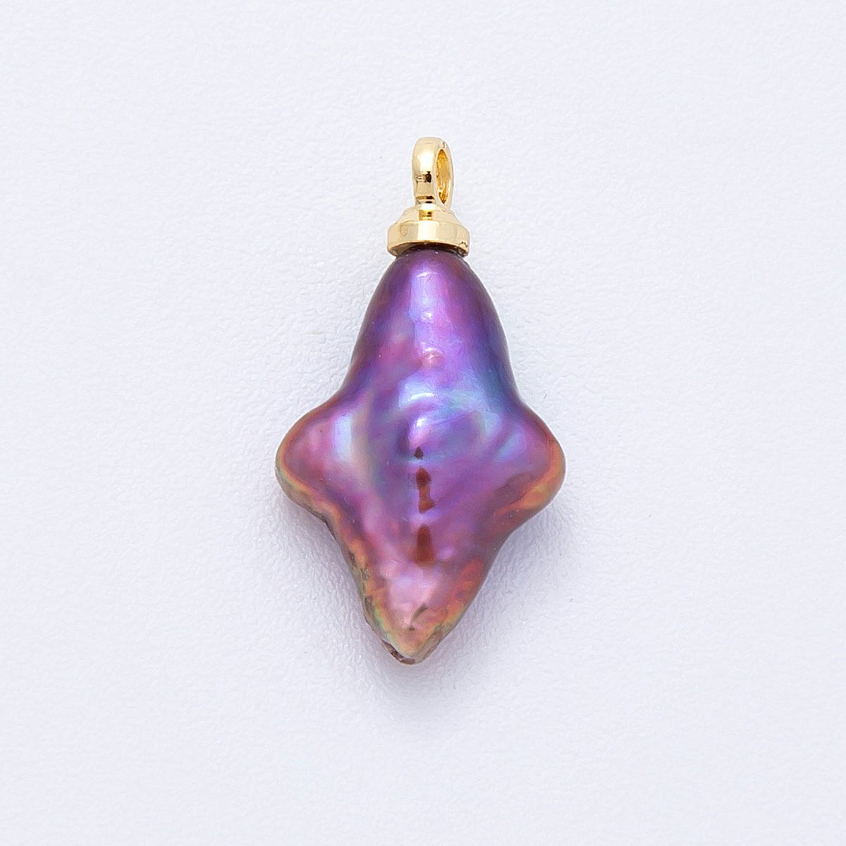 18K Gold Filled 18mm Purple Baroque Freshwater Pearl North Star Charm | Charms-00476