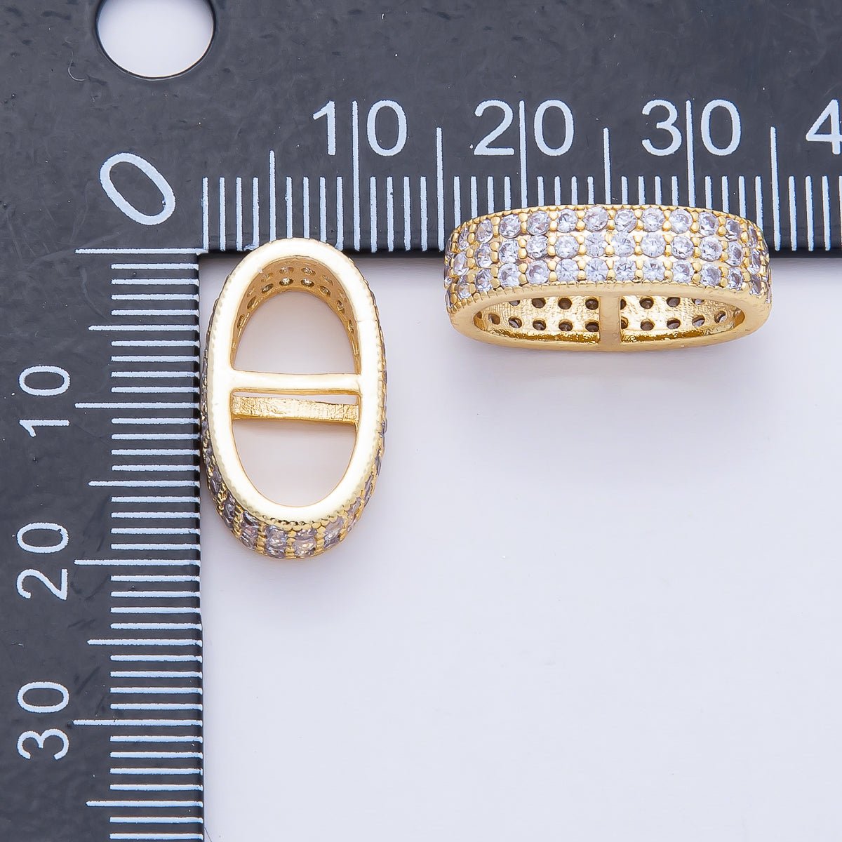 18K Gold Filled 20mm Micro Paved Anchor Mariner Link Jewelry Findings | Z1474